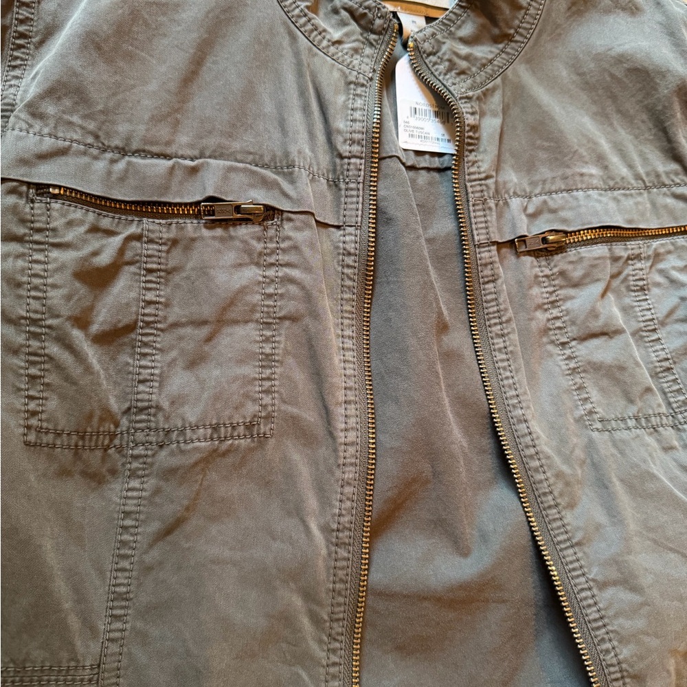 Caslon Olive Green Utility Jacket with Gold Zipper